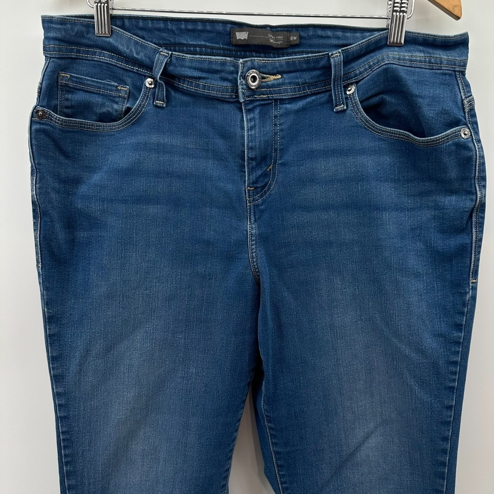 Levi's‎ 580 Jeans Womens 16W Dark Blue Denim Defined Waist Straight Leg Whisker
